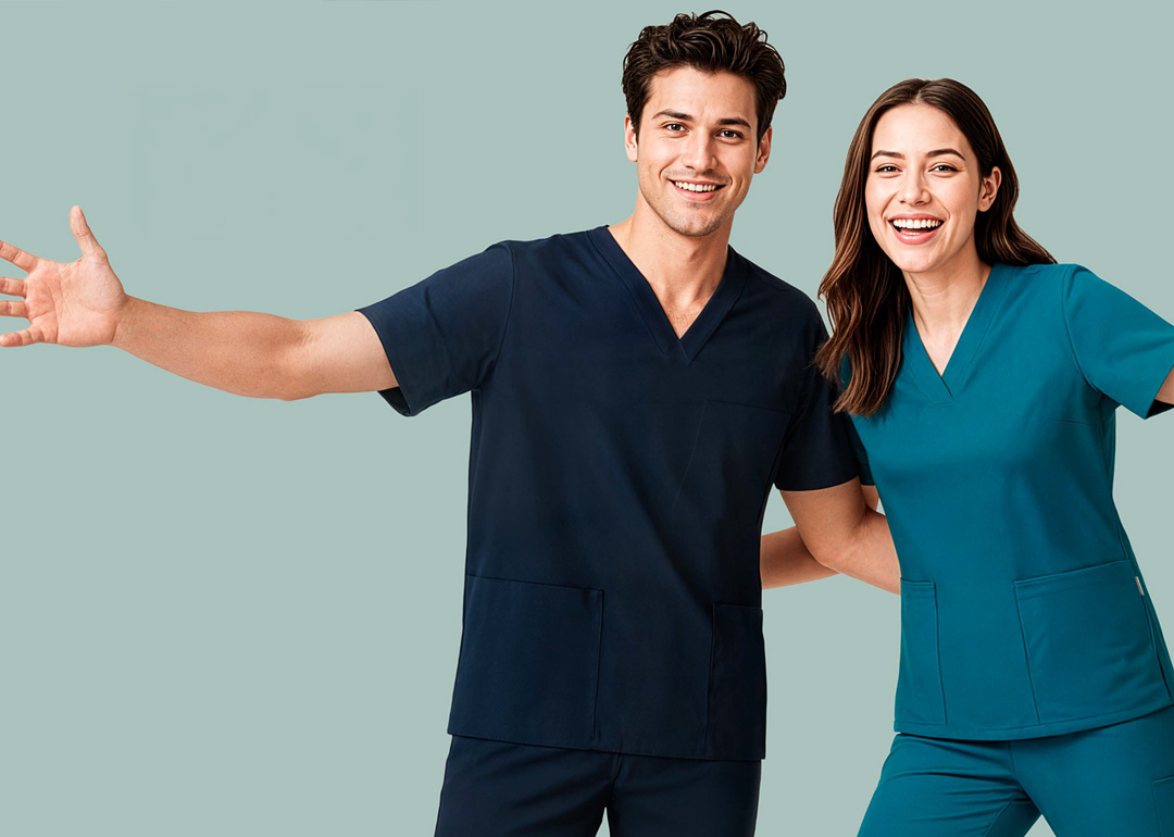 Biz Care healthcare uniforms and scrubs with custom embroidery by Finer Embroidery Albury Wodonga