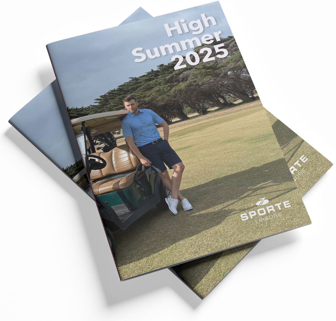 Sporte Leisure golf catalogue featuring performance polos apparel and uniforms for custom embroidery by Finer Embroidery