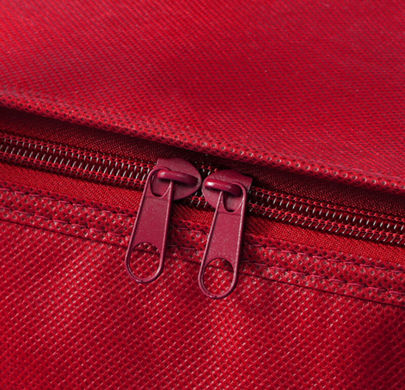 Custom branded red shopping bag promotional merchandise Finer Embroidery Albury Wodonga