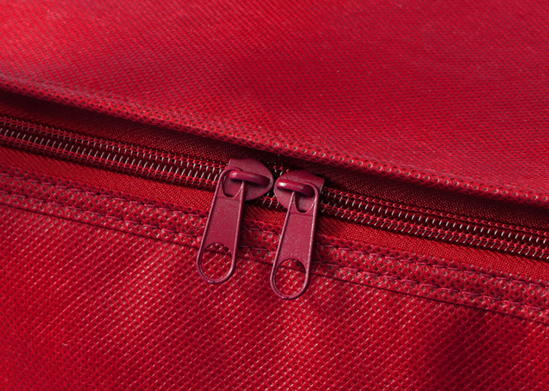 Custom branded red shopping bag promotional merchandise Finer Embroidery Albury Wodonga