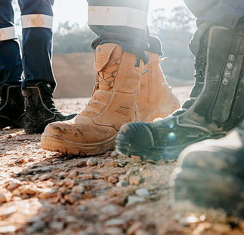 KingGee boots and safety footwear for construction and trade work with steel cap protection by Finer Embroidery Albury Wodonga