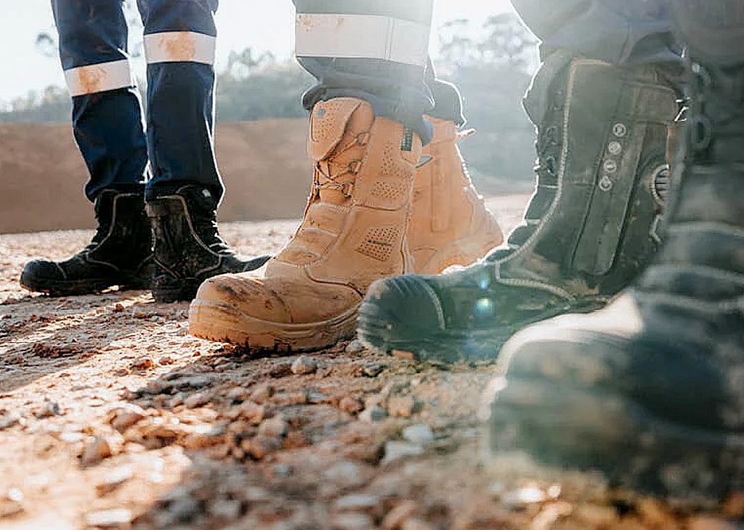 KingGee boots and safety footwear for construction and trade work with steel cap protection by Finer Embroidery Albury Wodonga