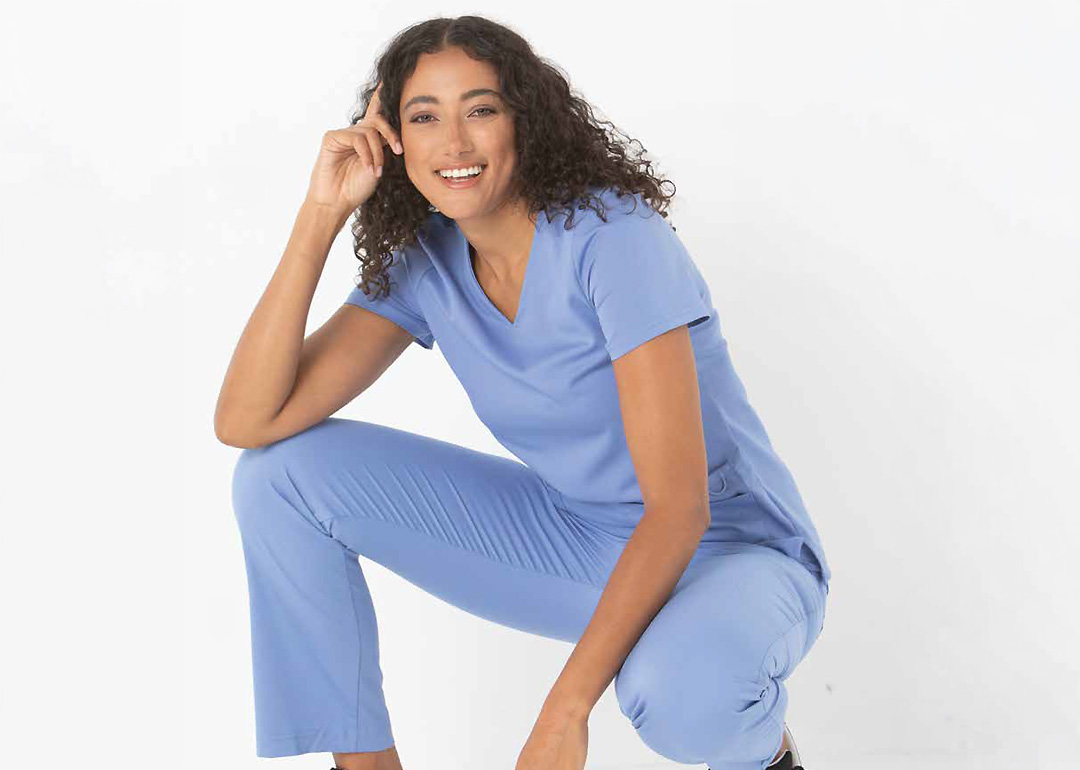 LSJ Collection healthcare uniform grey scrub top professional medical apparel Australia